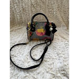 BETSY JOHNSON Mini Floral and Black White Polka Dot Satchel Crossbody Handbag